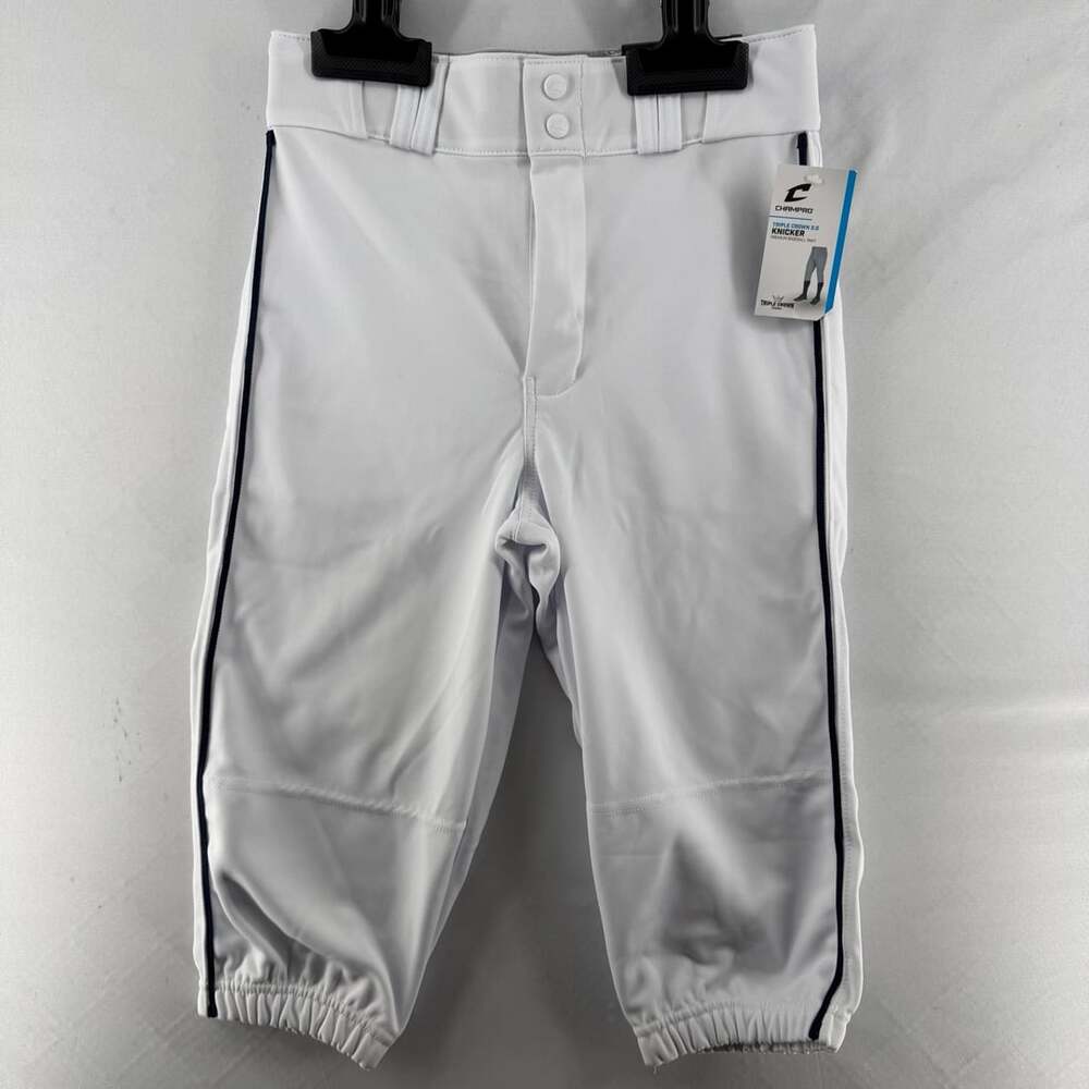 0140 Champro Triple Crown 2.0 Knicker Youth White Baseball Pants with Piping